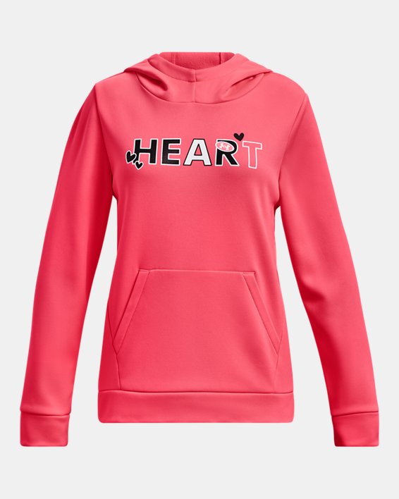Girls' Armour Fleece® Heart Hoodie, Pink, pdpMainDesktop image number 0